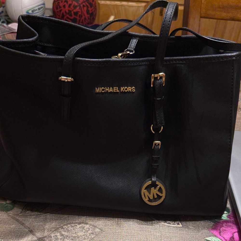 Michael Kors Black Tote with Gold Accents